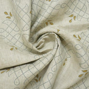 Durable Natural Linen with Artistic Block Designs for Upholstery Artisan Natural Linen Fabric, Heavy Weight with Traditional Block Printing Block Print Linen with Earth-Inspired Tones for Eco-Friendly Decor .