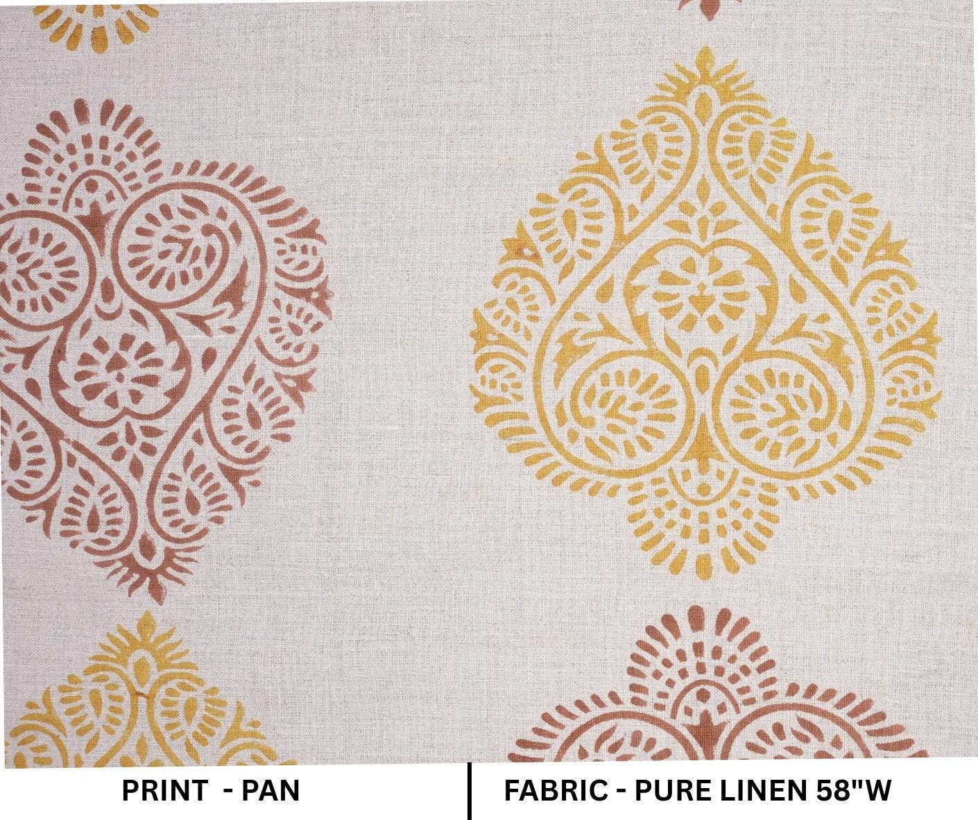 Hand Block Print Cushion Cover Mustard and Maroon Pan Floral in Pure Linen Fabric for Living Room