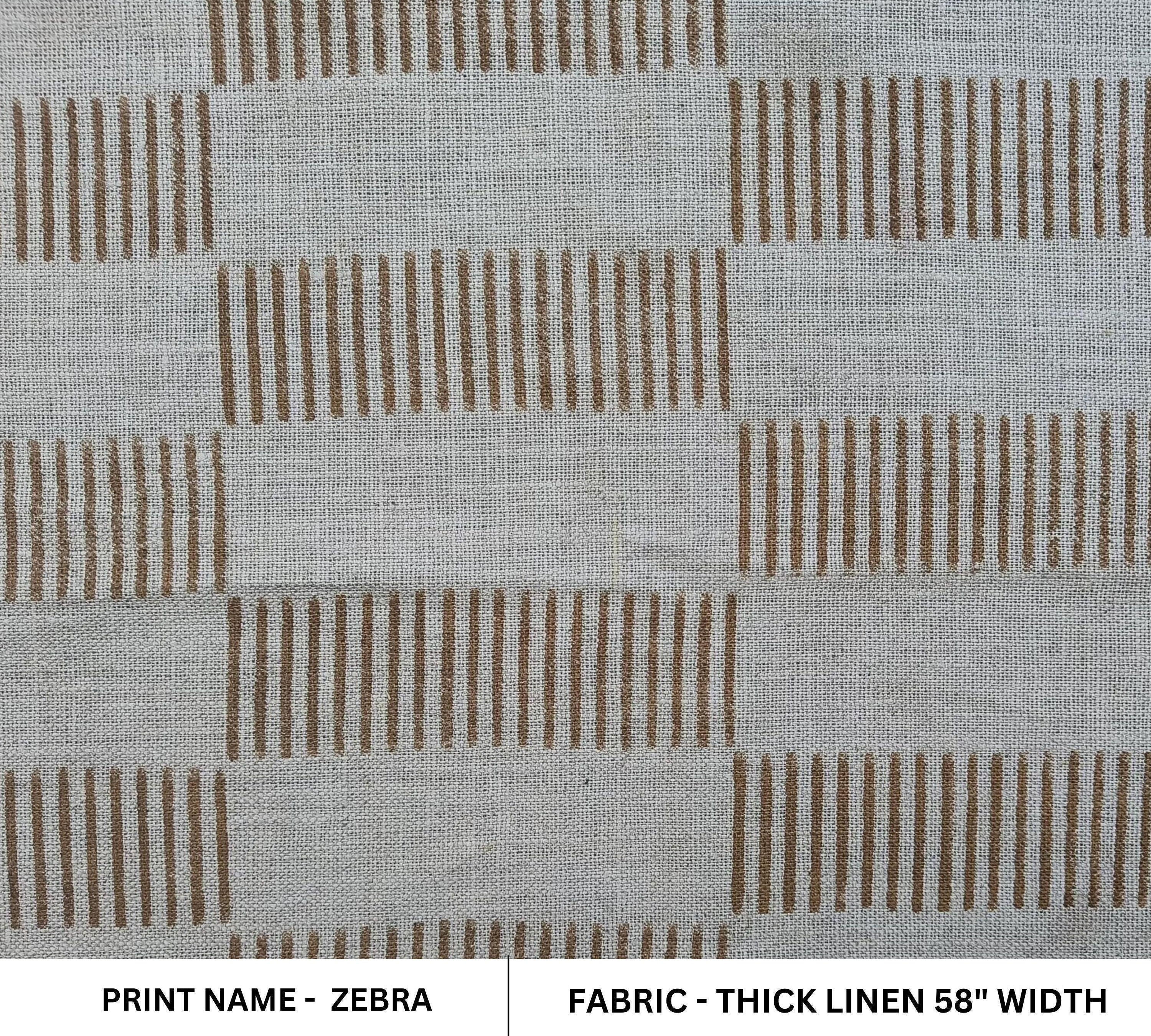 Linen Blend Hand Block Printed Fabric 58 Inch Width Soft Beige Base for Upholstery Drapes Pillow Covers Table Covers Bedding Lampshades Tote Bags by Fabritual