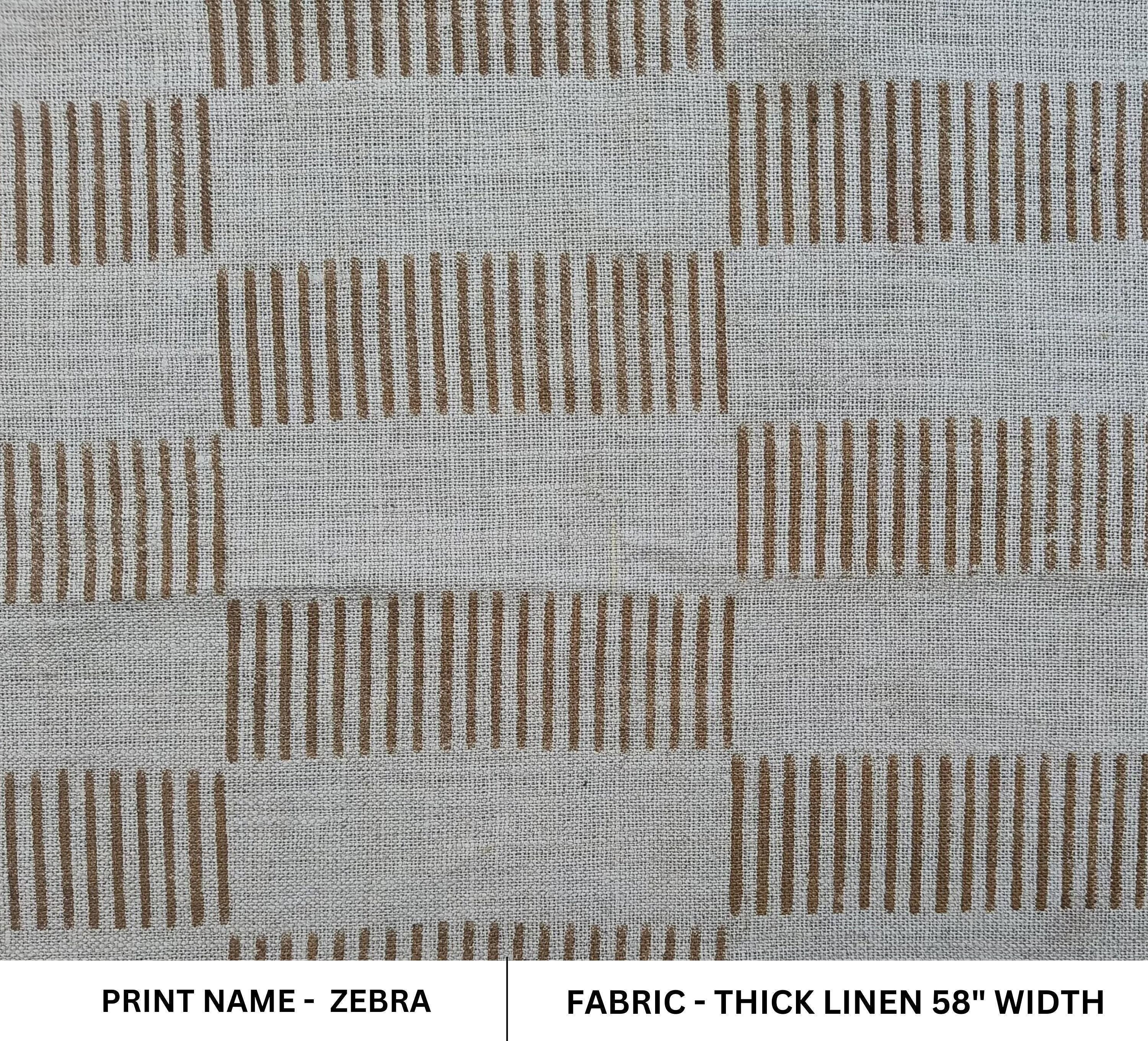 Linen Blend Hand Block Printed Fabric 58 Inch Width Soft Beige Base for Upholstery Drapes Pillow Covers Table Covers Bedding Lampshades Tote Bags by Fabritual