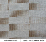 Hand Block Printed Thick Linen Fabric Green Stripe Design for Cushions, Pillow Covers & Upholstery - Zebra