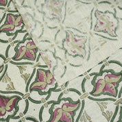 Block Print Fabric 58 Inch Width Light Weight Viscose Linen Natural Base Color and Mini Yellow Floral Print Curtains and Drapes Pillow Covers Tablecloths and Runners Bedding Tote Bag Lampshades Napkins by Fabritual