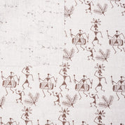 Handcrafted Dhun Print in Beige and Brown on Pure Linen Sofa Cushion Cover Fabric