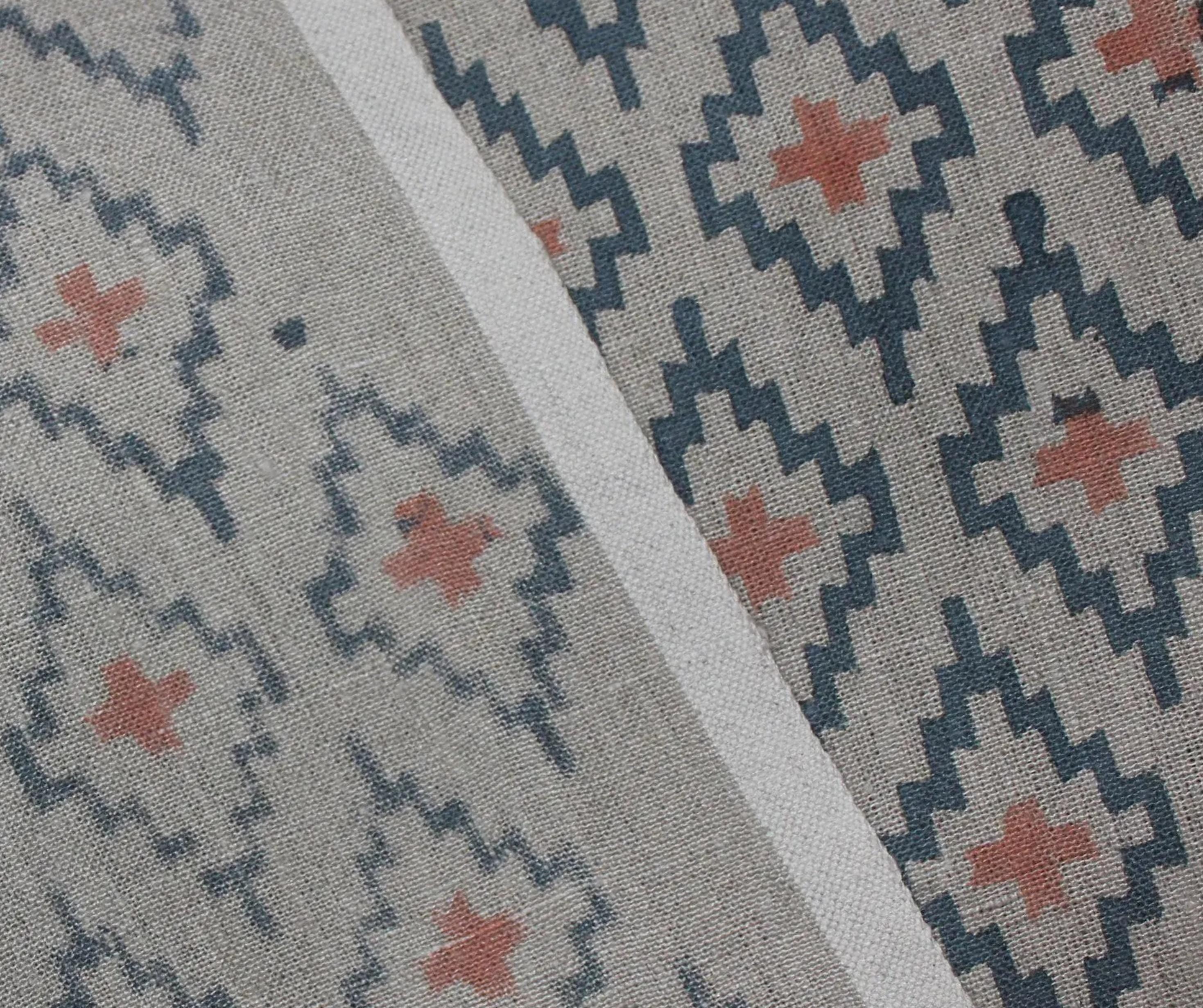 Linen Block Print Fabric 58 Inch Width Heavy Weight Linen Natural Base Color  Upholstery Handmade Art Pillow Covers Tablecloths and Runners Bedding Tote Bag Lampshades Napkins by Fabritual