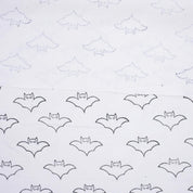 Block Print Thick Cotton White Decorative Halloween Party Cushion Cover Fabric with Bat Design