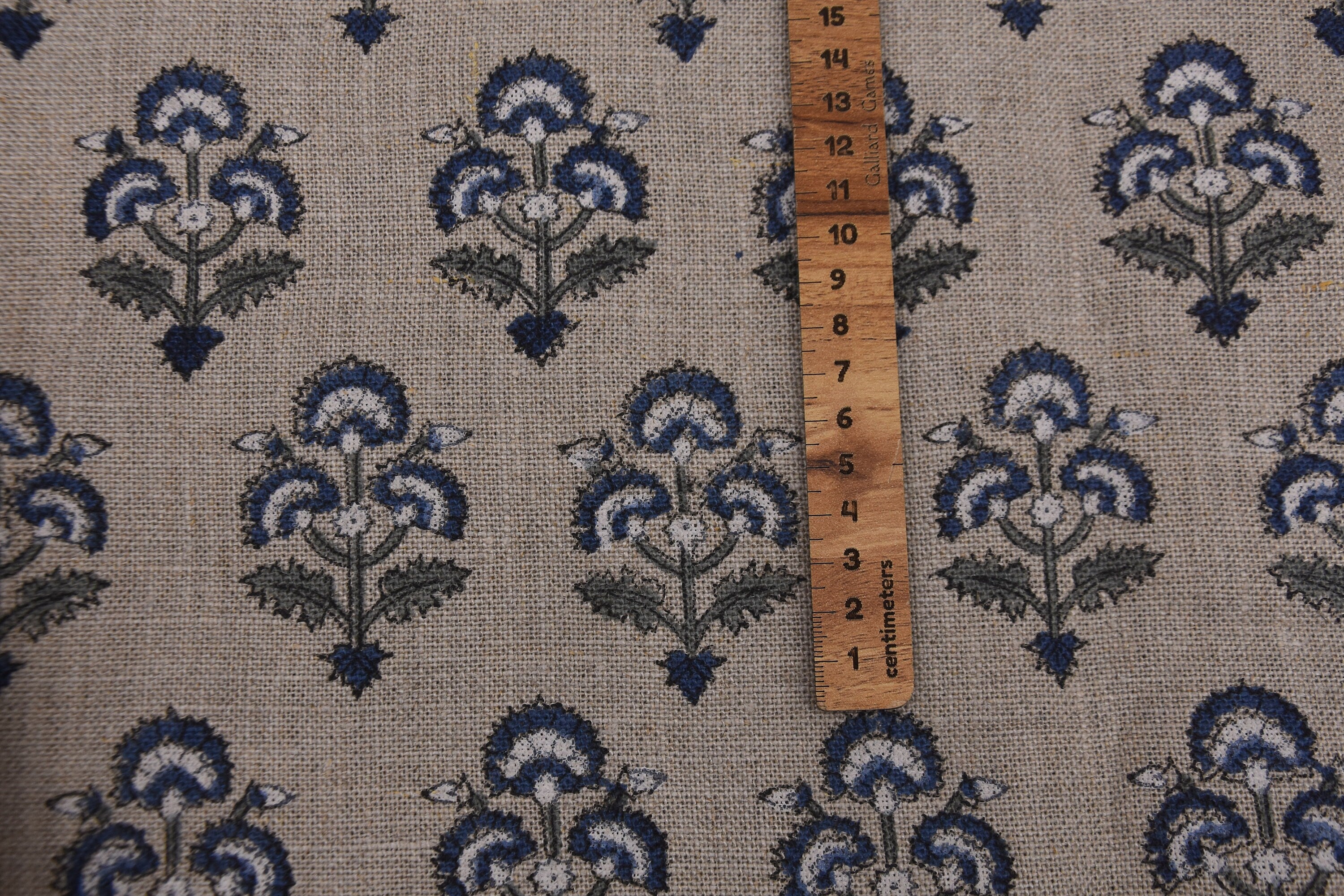 Handmade Black Olive and Charcoal Floral Block Printed Thick Linen Fabric 58" Wide for Decorative Pillows – Traffic Light