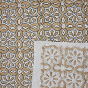 Indian Handblock Printed Sage Green and White Floral Throw Pure Linen Curtains Fabric with Varnika Design