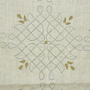 Heavyweight Linen Block Print Fabric, 58-Inch Wide, Ideal for Curtains and Upholstery Artisan Block Printed Heavy Linen in Neutral Base, Perfect for Home Decor Projects Rustic Heavy Linen Fabric with Traditional Block Prints for Drapery and Accent Pillows .