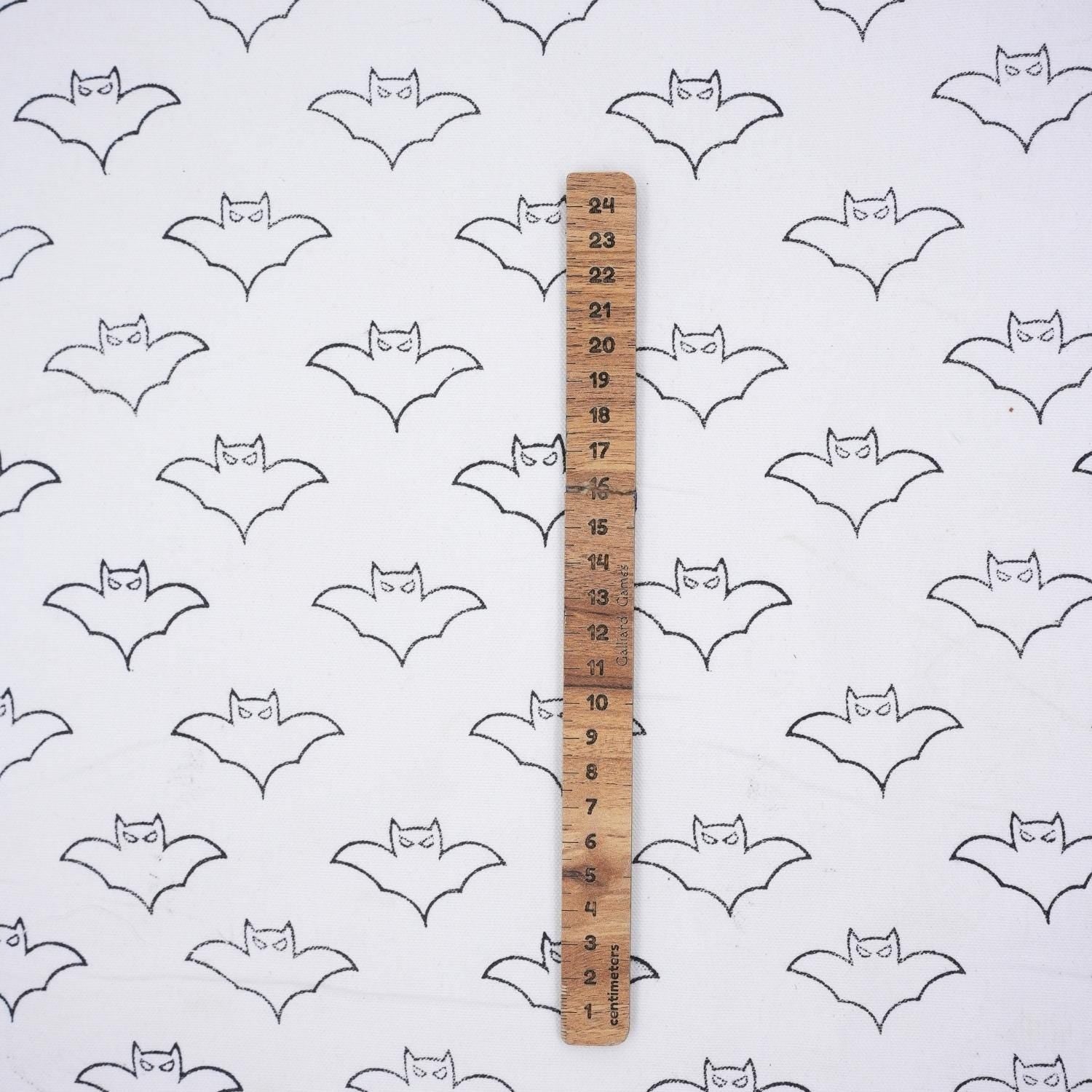 Block Print Thick Cotton White Decorative Halloween Party Cushion Cover Fabric with Bat Design