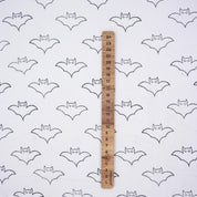 Block Print Thick Cotton White Decorative Halloween Party Cushion Cover Fabric with Bat Design