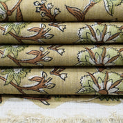 Linen Block Print Fabric Linen Blend 58 Inch Width Light Weight Linen Natural Base Color Curtains and Drapes Upholstery Handmade Art Pillow Covers Tablecloths and Runners Bedding Tote Bag Napkins by Fabritual