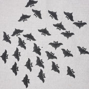 Handmade Art Wooden Block Black Bat Print Pure Linen Table Cover Fabric for Living Room Decor