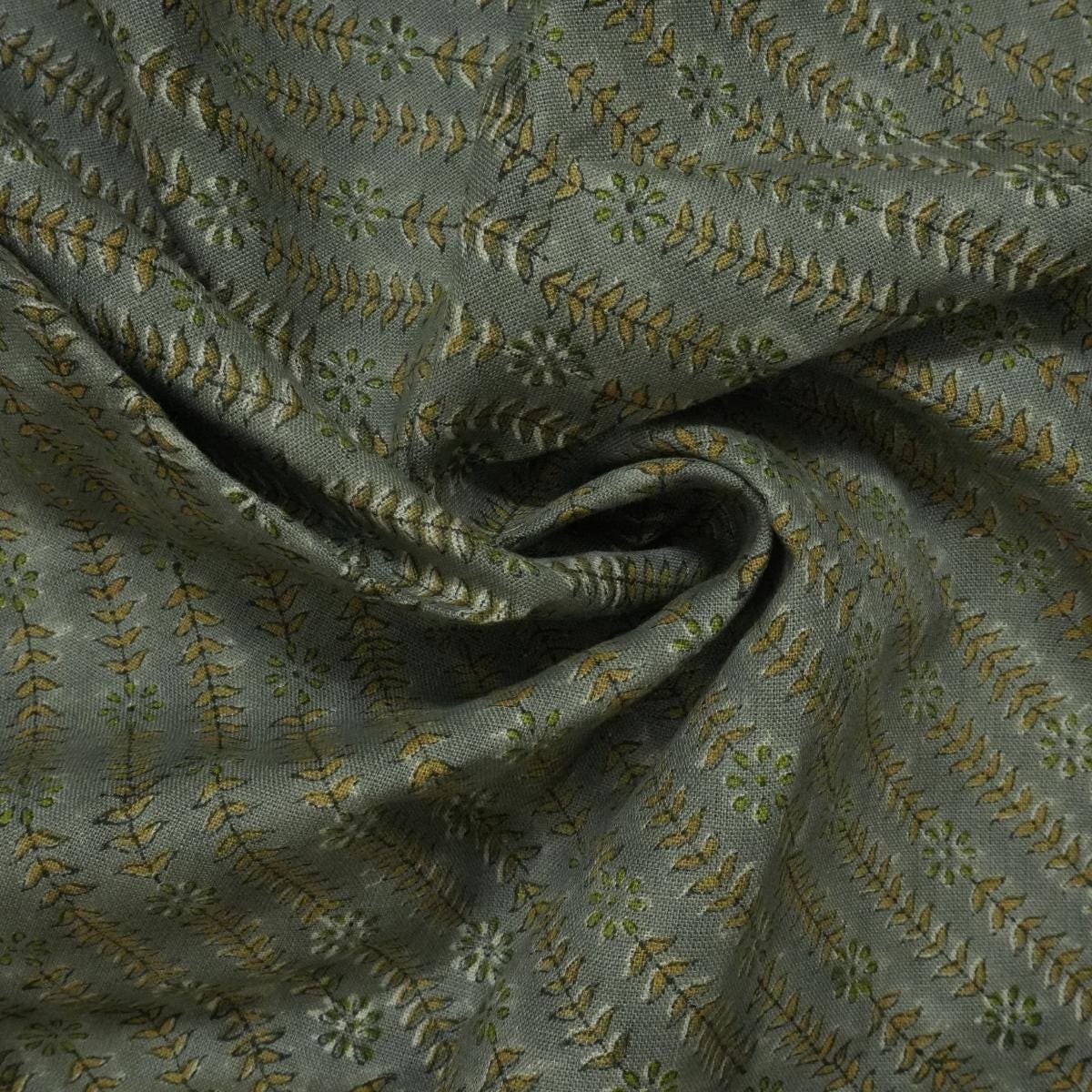 Block Printed Linen in Muted Natural Color, Ideal for Interior Styling Neutral Block Printed Linen for Minimalist Decor and Fabric Crafts Elegant Hand Block Printed Linen, Perfect for Boho Bedding and Tablecloths .