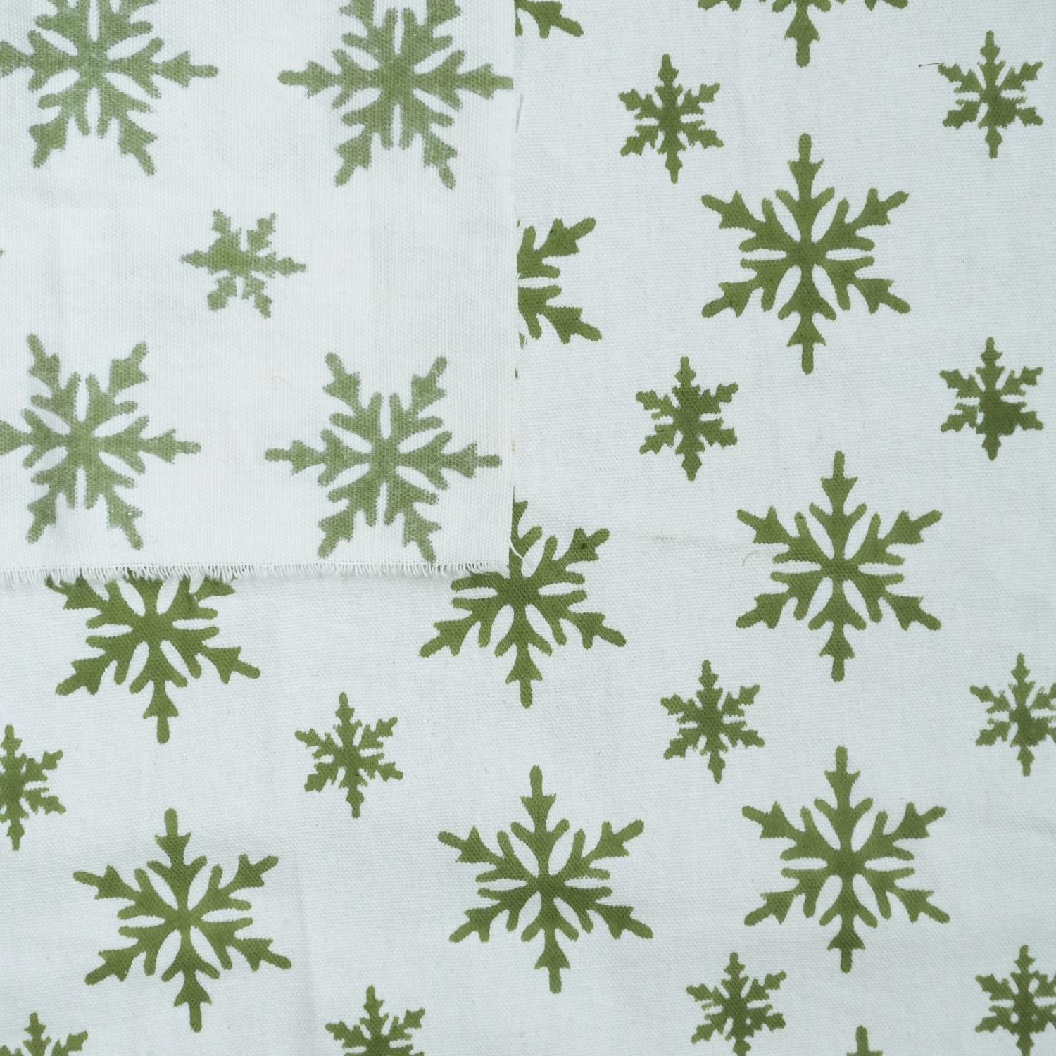 Cotton Block Print Fabric 63 Inch Width Medium Weight White Base Color Floral Curtains and Drapes Tablecloths and Runners Bedding Tote Bag Lampshades Napkins by Fabritual