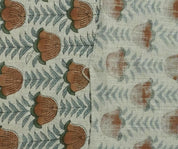 Block Print Fabric 58 Inch Width Light Weight Viscose Linen Natural Base Color and Floral Print Curtains and Drapes Pillow Covers Tablecloths and Runners Bedding Tote Bag Lampshades Napkins by Fabritual