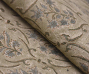 Linen Block Print Fabric 58 Inch Width Heavy Linen Natural Base Color Curtains and Drapes Upholstery Pillow Covers Tablecloths and Runners Bedding Tote Bag by Fabritual