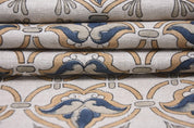 Linen Block Print Fabric 58 Inch Width Medium Weight Linen Natural Base Color Curtains and Drapes Upholstery Handmade Art Pillow Covers Tablecloths and Runners Lampshades Napkins by Fabritual