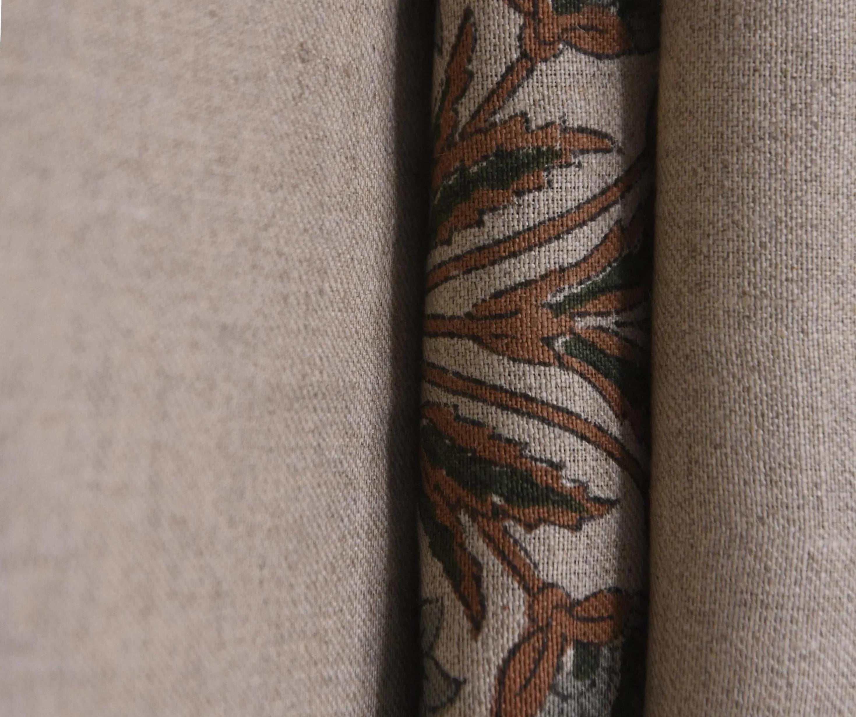 Linen Block Print Fabric 58 Inch Width Medium Weight Linen Natural Base Color Curtains and Drapes Upholstery Handmade Art Pillow Covers Tablecloths and Runners Lampshades Napkins by Fabritual