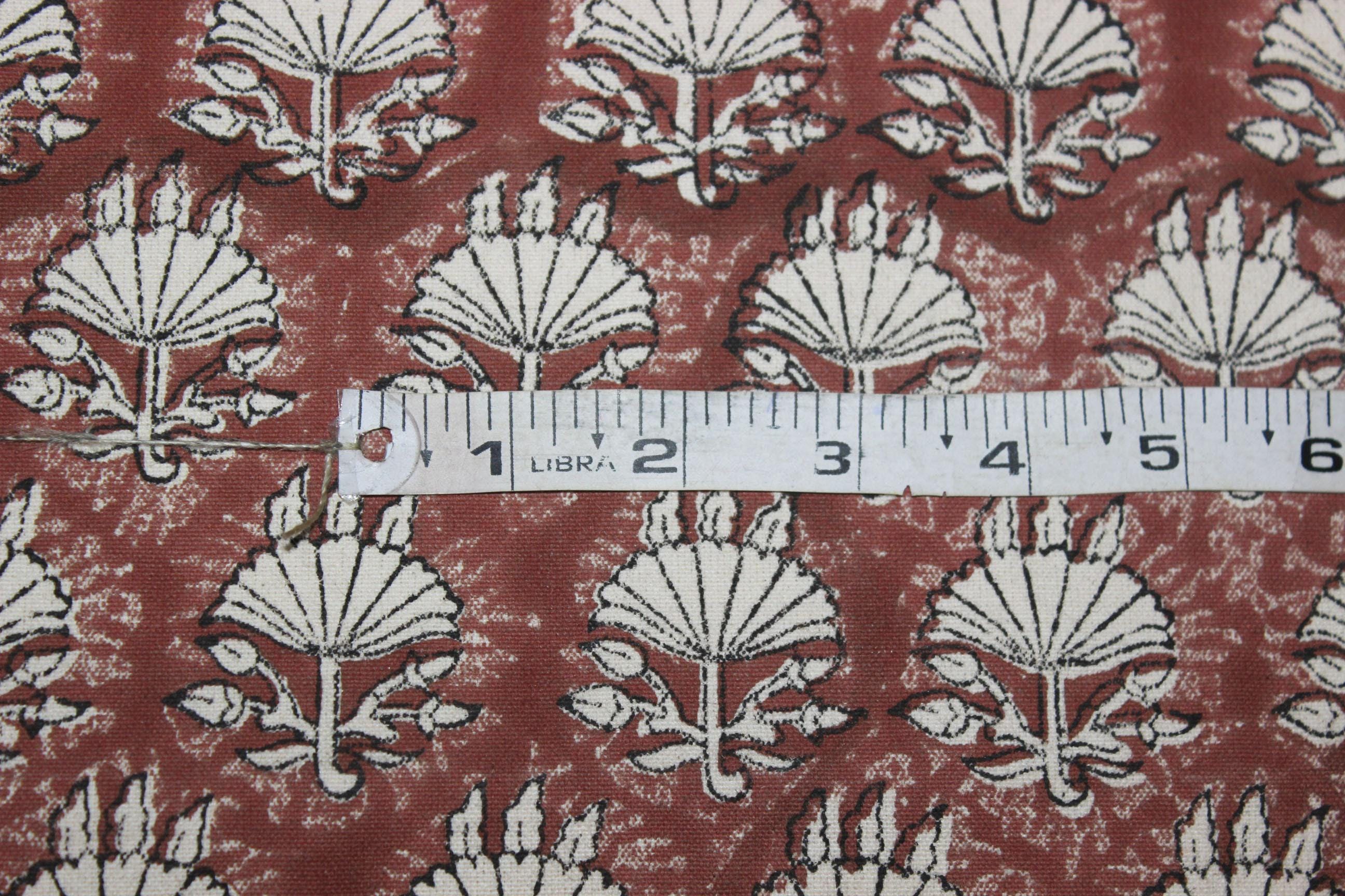 Fabritual Lightweight Linen Block Print 58&quot; Wide Fabric for Rustic Interiors, Linen Blend Fabric with Floral Block Print for Home Decor Uses, Boho Style Block Print Fabric in Lightweight Linen Blend, Hand Block Print on Linen Blend Fabric for Eco-Conscious Interiors.