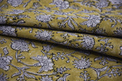Linen Block Print Fabric 58 Inch Width Heavy Weight Linen Natural Base Color Curtains and Drapes Upholstery Handmade Art Pillow Covers Tablecloths and Runners Bedding Tote Bag Lampshades Napkins by Fabritual