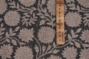 Linen Block Print Fabric 58 Inch Width Heavy Linen Natural Base Color Creative Handcrafted Floral Design To Make Curtains and Drapes Upholstery Pillow Covers Bedding Tote Bag by Fabritual
