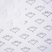 Block Print Thick Cotton White Decorative Halloween Party Cushion Cover Fabric with Bat Design
