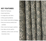 Thick linen 58" wide, Indian hand block fabric, decorative curtains, wall hangings, natural fabric block print, handmade blocks, OLA-VRISHTI