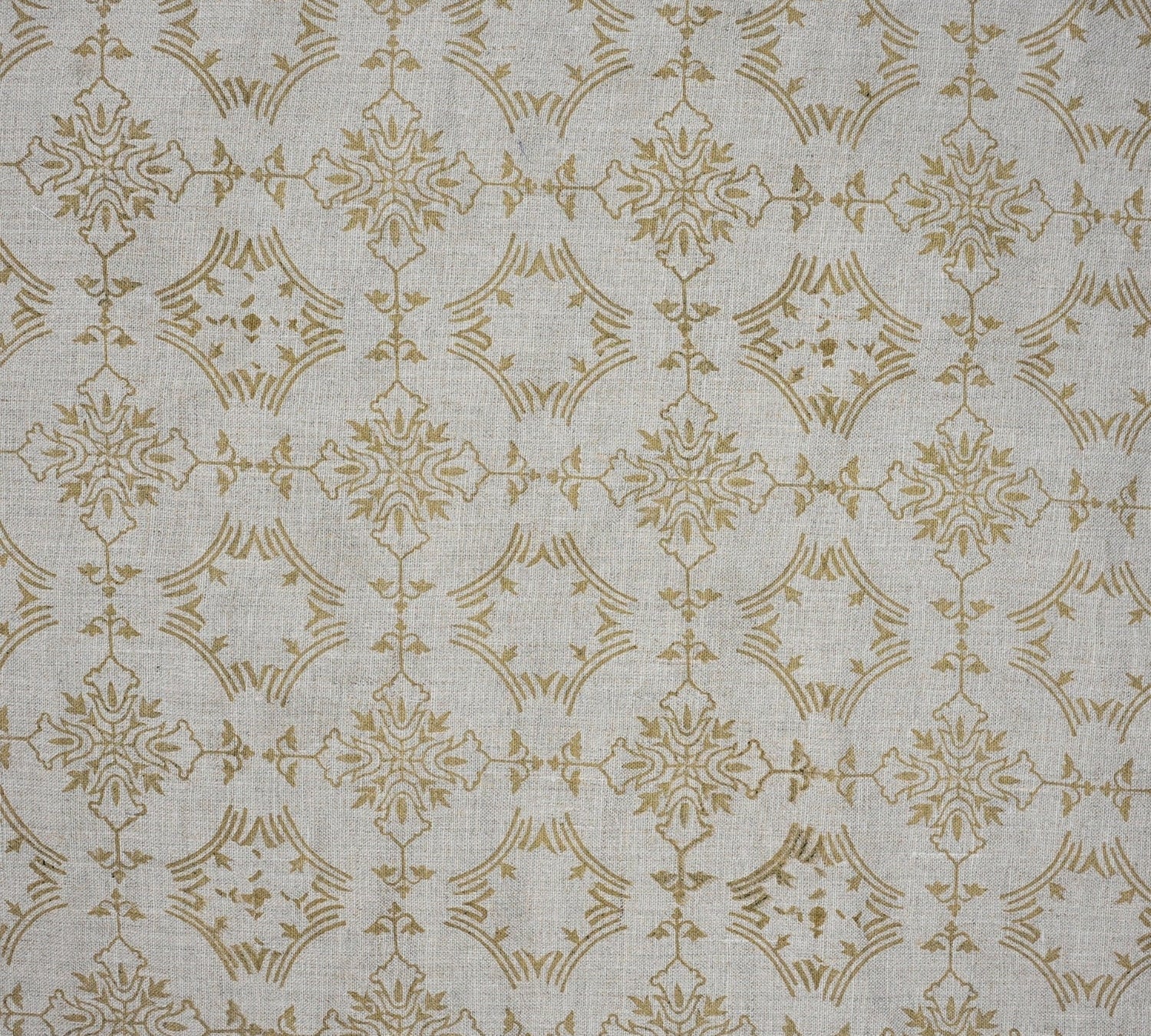 Handcrafted Mediumweight Brown Floral Boho Block Printed Natural Pure Linen Fabric – Suraj 