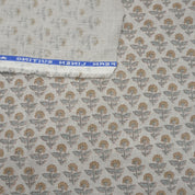 Linen Block Print Fabric 58 Inch Width Medium Weight Linen Natural Base Color Curtains and Drapes Upholstery Handmade Art Pillow Covers Tablecloths and Runners Bedding Tote Bag Lampshades by Fabritual