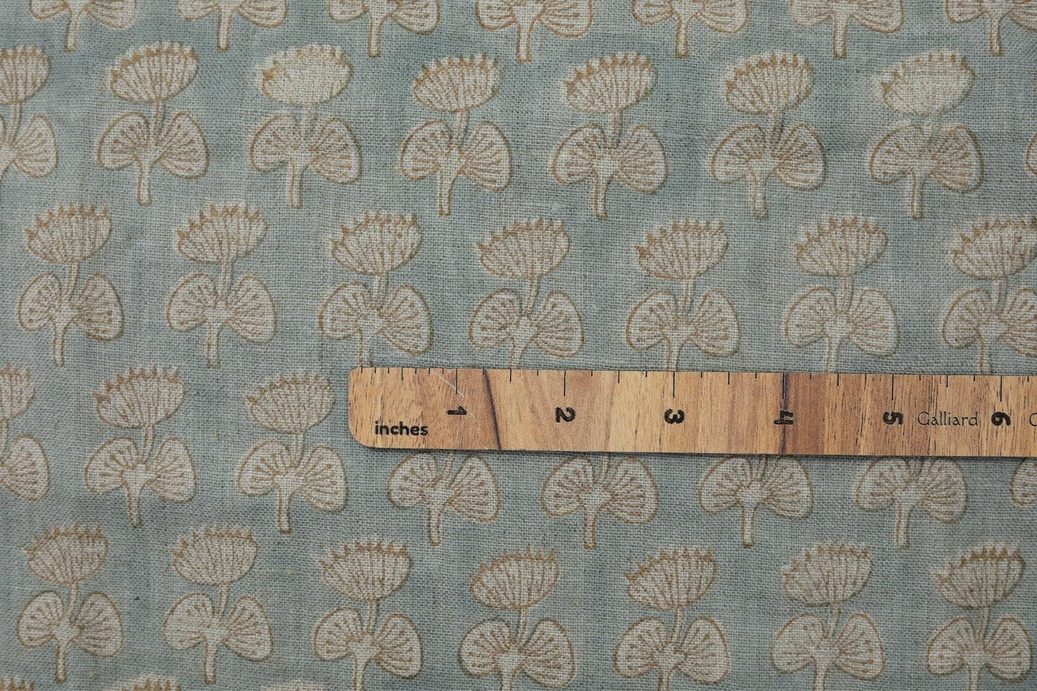 Linen Block Print Fabric 58 Inch Width Medium Weight Linen Natural Base Color Curtains and Drapes Upholstery Pillow Covers Tablecloths and Runners Bedding Tote Bag Lampshades Napkins by Fabritual