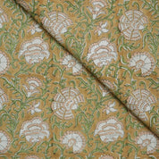 RUST FLORAL BLOCK PRINT VISCOSE LINEN TABLE NAPKINS AND WINDOW TREATMENT FABRIC HOME DECOR - SONAKSHI