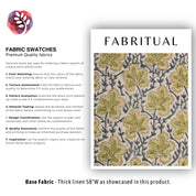 Block print thick linen 58" wide, upholstery linen curtains, pillow covers, home decor green floral fabric -PUSHPSAMHITA