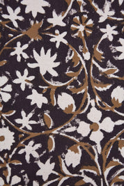 Indian Hand Block Printed Duck Canvas Dark Purple and Bronze Floral Fabric for Cushion Covers – Mahalakshmi