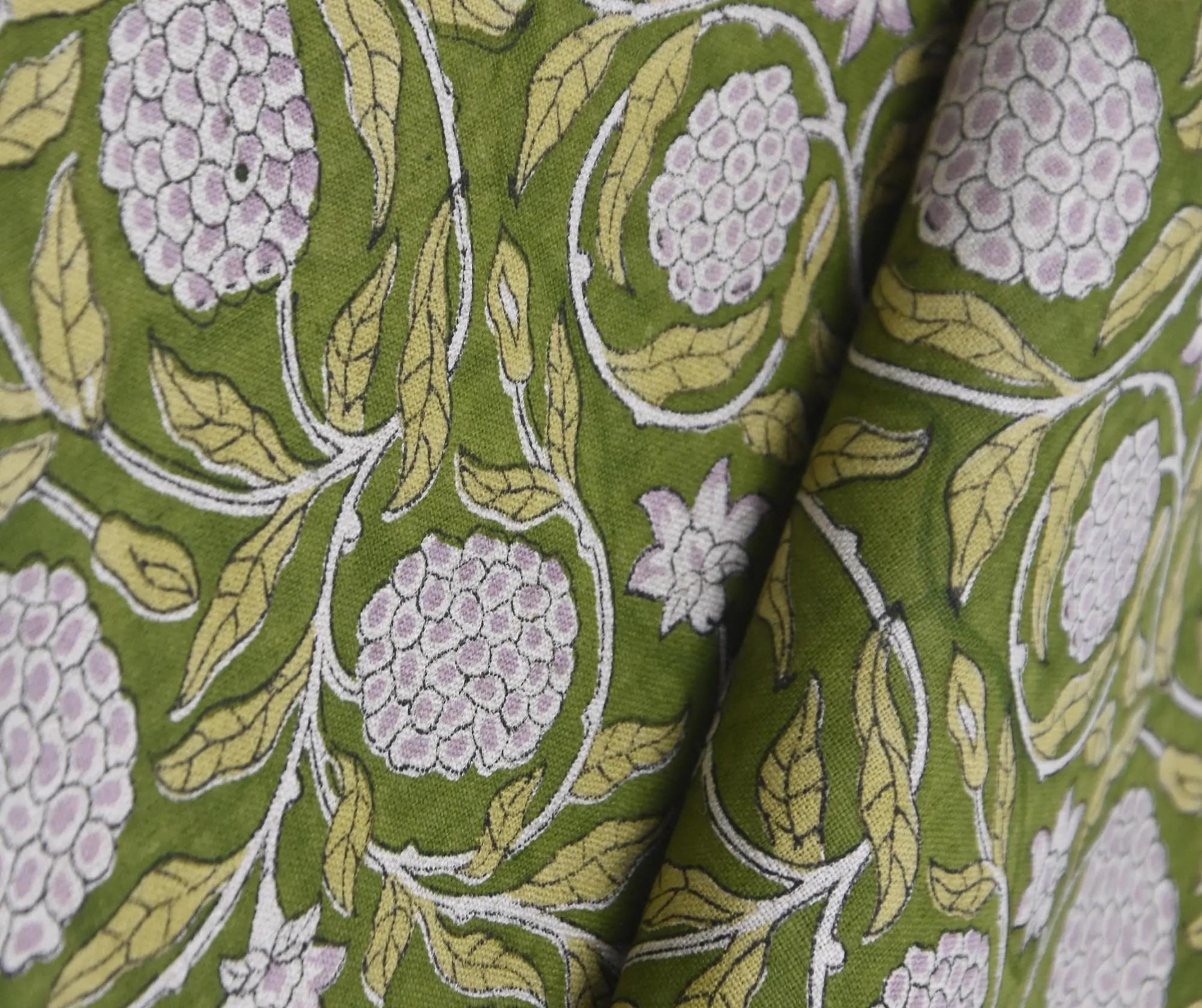 Linen Block Print Fabric 58 Inch Width Medium Weight Linen Natural Base Color Curtains and Drapes Upholstery Handmade Art Pillow Covers Tablecloths and Runners Bedding Tote Bag Lampshades Napkins by Fabritual