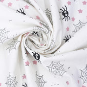 Indian Hand Block Black and Gray Spider Print Cuchion Cover Fabric for Halloween Decor in Thick Cotton White