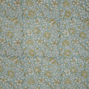 Hand Printed Mustard Floral Pure Linen Cushion Fabric - Jhilmil