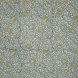 Hand Print Mustard Floral Pure Linen Fabric - Jhilmil