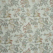 Blue Brown Floral Hand Block Print Linen Arpan Fabric
