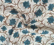 Linen Block Print Fabric 58 Inch Width Medium Weight Linen Natural Base Color Curtains and Drapes Upholstery Pillow Covers Tablecloths and Runners  by Fabritual