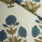 Linen Block Print Fabric 58 Inch Width Light Weight Linen Natural Base Color Handmade Creative Design To Make Curtains and Drapes Upholstery Pillow Covers Lampshades Napkins by Fabritual