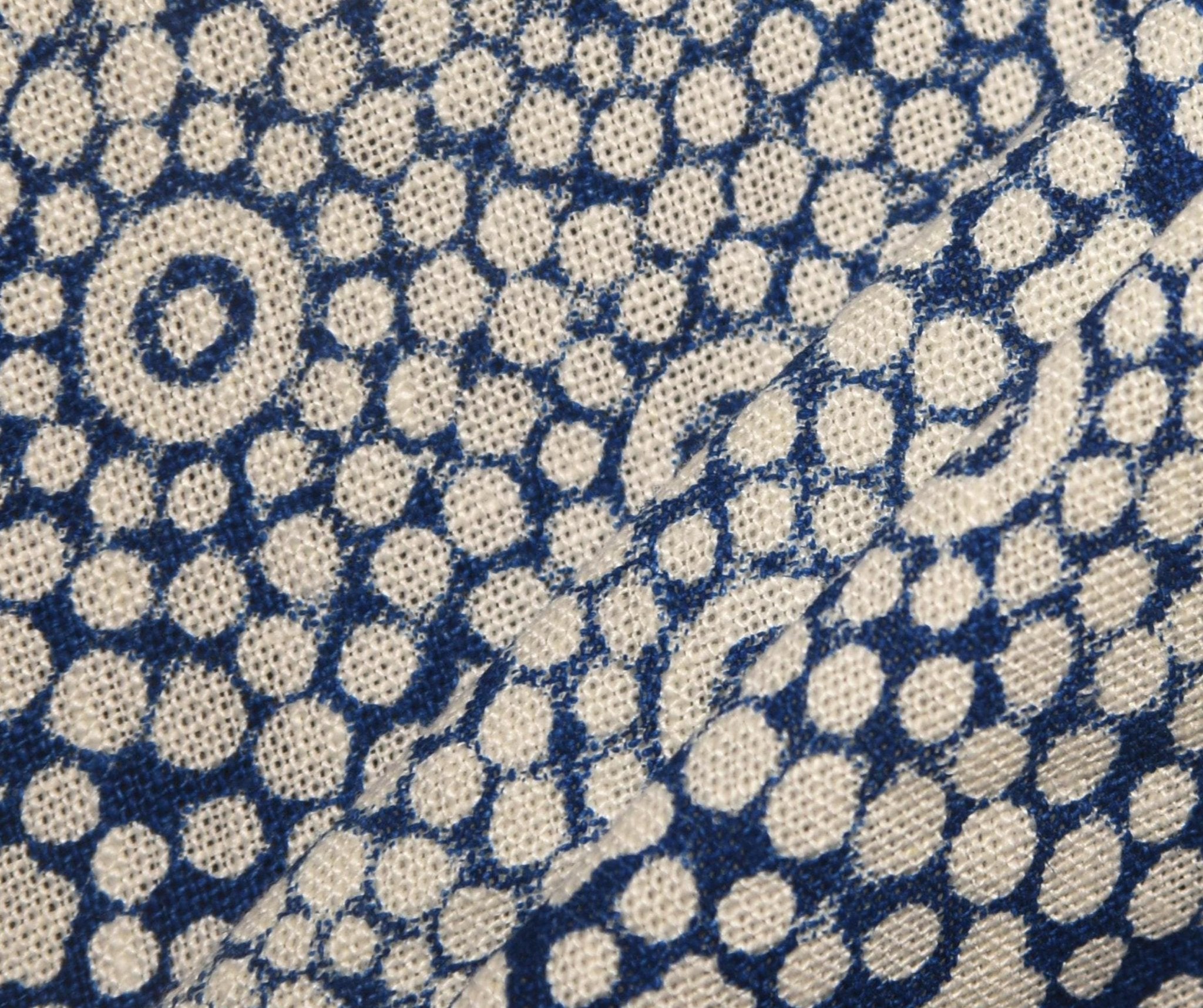 Linen Block Print Fabric 58 Inch Width Heavy Weight Linen Off White Base Color Curtains and Drapes Upholstery Handmade Art Pillow Covers Tablecloths and Runners Bedding Tote Bag Napkins by Fabritual