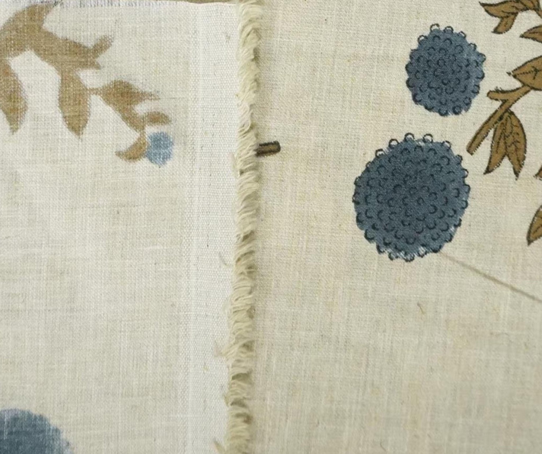 Linen Block Print Fabric Linen Blend 58 Inch Width Light Weight Linen Natural Base Color Curtains and Drapes Upholstery Handmade Art Pillow Covers Tablecloths and Runners Bedding Tote Bag Lampshades Napkins by Fabritual