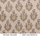 Wooden Block Printed Gray and Mustard Floral Duck Canvas Beige Base Fabric 50" Wide for Cushion Covers – NEEL GAGAN