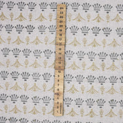 Indian Hand Block Hastakala Print Gray Floral Pure Linen Throw Fabric for Table Cover