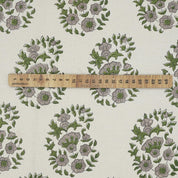 Hand-Stamped Block Printed Beige and Green Floral Duck Canvas Fabric for Curtains & Window Treatments – ANARKALI
