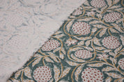 Cotton Block Print Fabric 50&quot; Width Medium Weight Duck Canvas Beige Base Color Curtains and Drapes Pillow Covers Tablecloths and Runners Lampshades Napkins by Fabritual