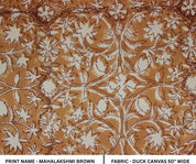 Cotton Block Print Fabric 50 Inch Width Medium Weight Duck Canvas Beige Base Color Curtains and Drapes Pillow Covers Tablecloths and Runners Bedding Tote Bag Lampshades Napkins by Fabritual