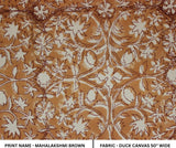 Indian Hand Block Printed Bronze Floral Natural Duck Canvas Designer Fabric - Mahalakshmi