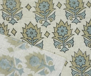 Linen Block Print Fabric Linen Blend 58 Inch Width Light Weight Linen Natural Base Color Curtains and Drapes Upholstery Handmade Art Pillow Covers Tablecloths and Runners Bedding Tote Bag Lampshades by Fabritual