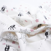 Indian Hand Block Black and Gray Spider Print Cuchion Cover Fabric for Halloween Decor in Thick Cotton White